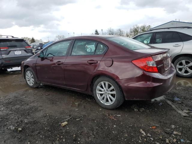 19XFB2F80CE340502 - 2012 HONDA CIVIC EX BURGUNDY photo 2