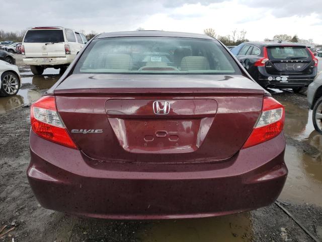 19XFB2F80CE340502 - 2012 HONDA CIVIC EX BURGUNDY photo 6