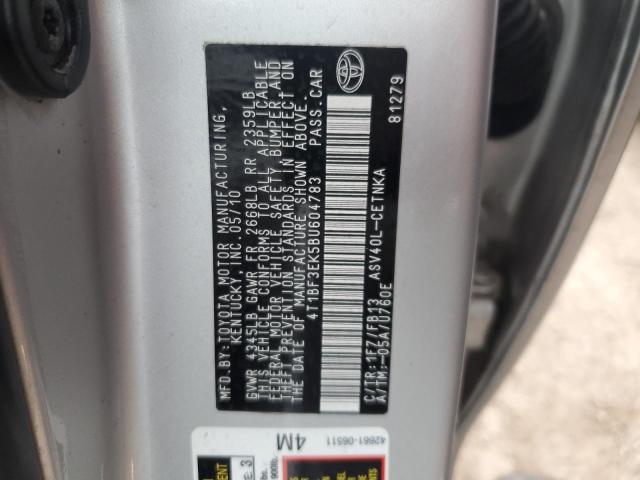 4T1BF3EK5BU604783 - 2011 TOYOTA CAMRY BASE Серебристый фото 12