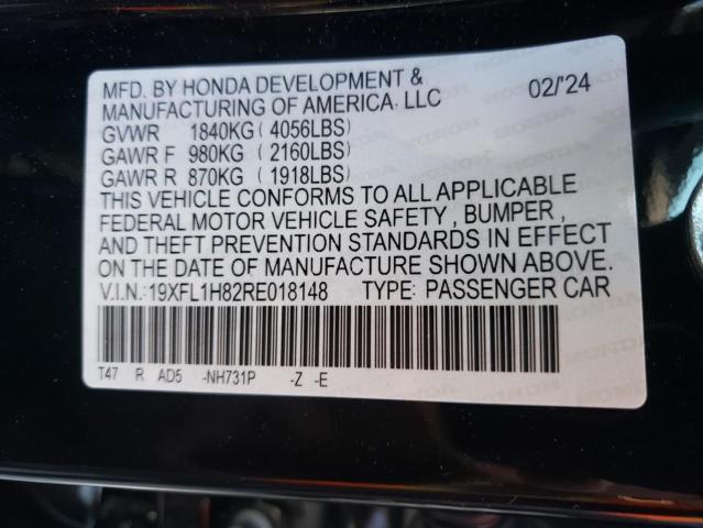19XFL1H82RE018148 - 2024 HONDA CIVIC SPORT TOURING BLACK photo 13