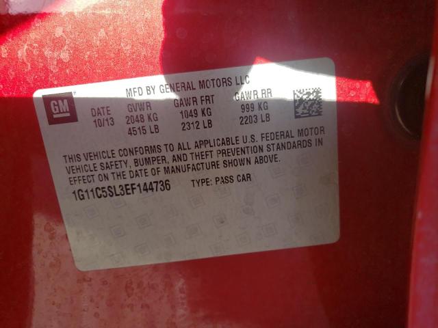 1G11C5SL3EF144736 - 2014 CHEVROLET MALIBU 1LT RED photo 12