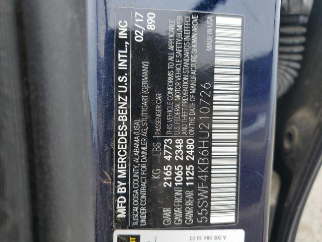 55SWF4KB6HU210726 - 2017 MERCEDES-BENZ C 300 4MATIC BLUE photo 12