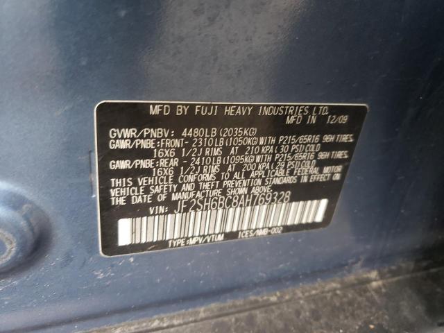 JF2SH6BC8AH769328 - 2010 SUBARU FORESTER XS Mavi foto 12