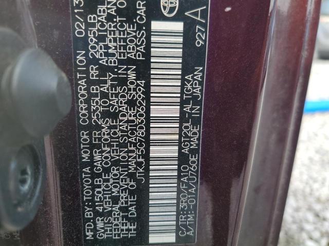 JTKJF5C78D3062994 - 2013 TOYOTA SCION TC 紫色 照片 12