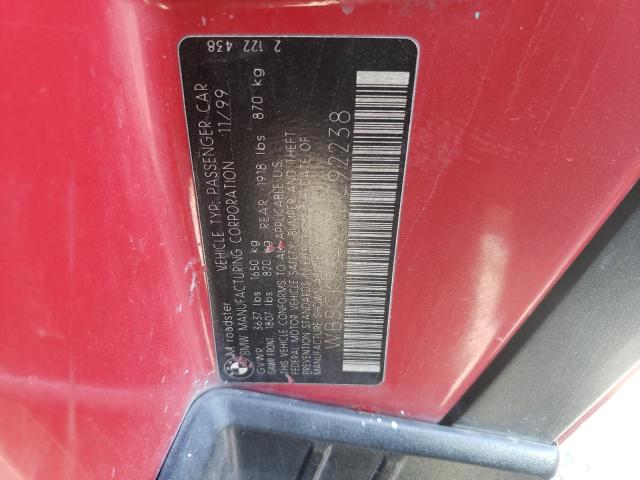 WBSCK934XYLC92238 - 2000 BMW M ROADSTER RED photo 12