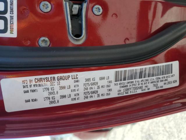 1C6RR7FT7DS524965 - 2013 RAM 1500 ST RED photo 12