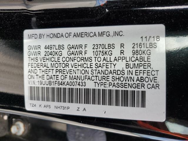19UUB1F64KA007433 - 2019 ACURA TLX TECHNOLOGY 黑色 照片 12
