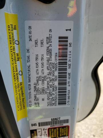 5TFRX5GN1LX176407 - 2020 TOYOTA TACOMA ACCESS CAB თეთრი ფოტო 12