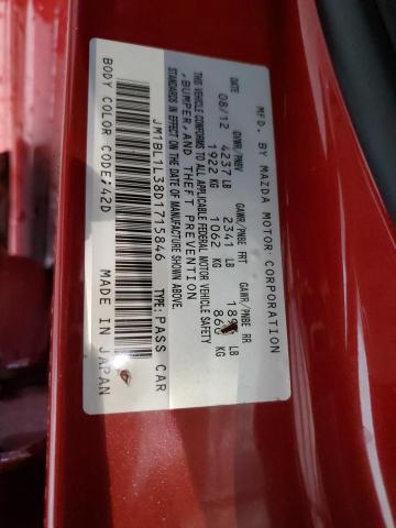JM1BL1L38D1715846 - 2013 MAZDA SPEED 3 RED photo 12