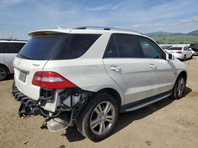 4JGDA5HB2CA002098 - 2012 MERCEDES-BENZ ML 350 4MATIC WHITE photo 3