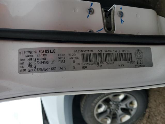 1C4PJMBN6KD274438 - 2019 JEEP CHEROKEE TRAILHAWK WHITE photo 12