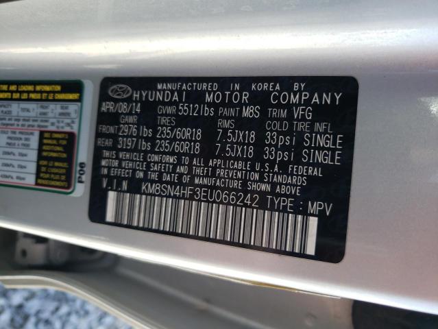 KM8SN4HF3EU066242 - 2014 HYUNDAI SANTA FE GLS SILVER photo 12