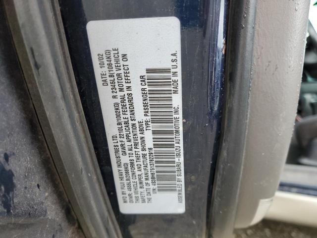 4S3BH675137622916 - 2003 SUBARU LEGACY OUTBACK AWP 双色 照片 12