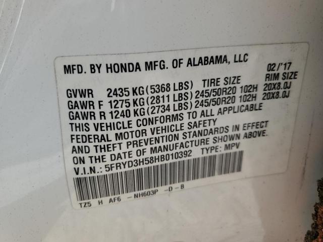 5FRYD3H58HB010392 - 2017 ACURA MDX TECHNOLOGY WHITE photo 13