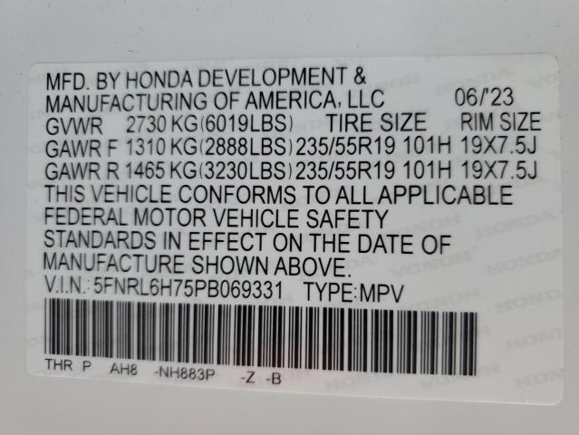 5FNRL6H75PB069331 - 2023 HONDA ODYSSEY SPORT-L WHITE photo 14