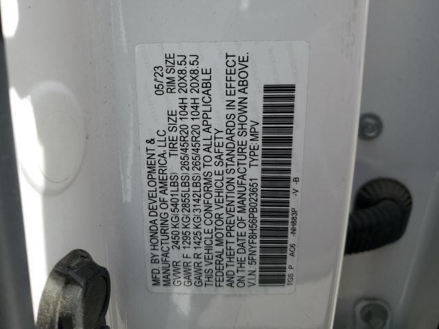 5FNYF8H56PB023651 - 2023 HONDA PASSPORT EXL أبيض صورة 13