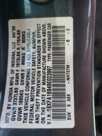 19XFA16949E023997 - 2009 HONDA CIVIC EXL Boz foto 12