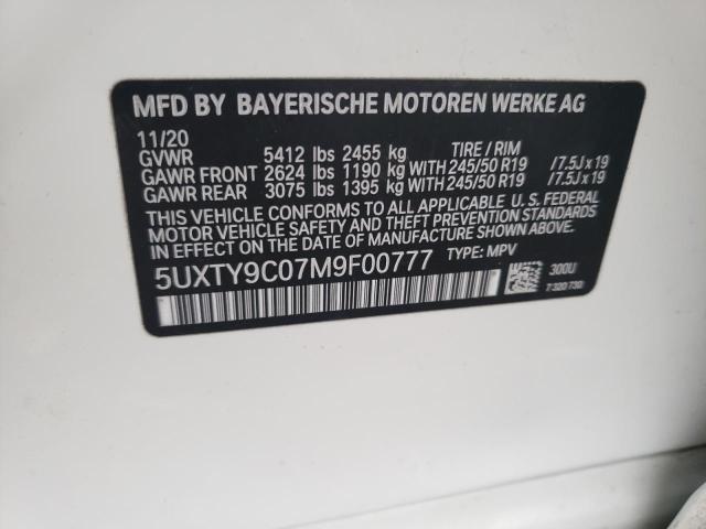 5UXTY9C07M9F00777 - 2021 BMW X3 XDRIVEM40I WHITE photo 13