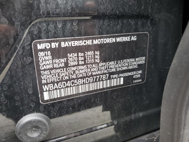 WBA6D4C58HD977787 - 2017 BMW 650 I GRAN COUPE BLACK photo 12