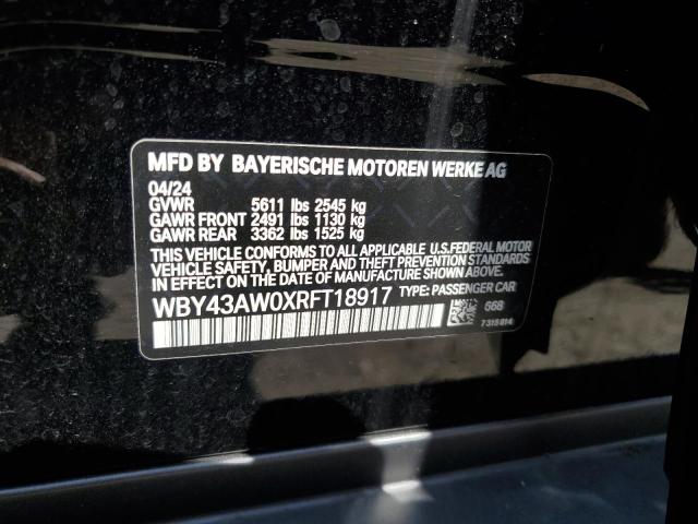 WBY43AW0XRFT18917 - 2024 BMW I4 EDRIVE 35 BLACK photo 12