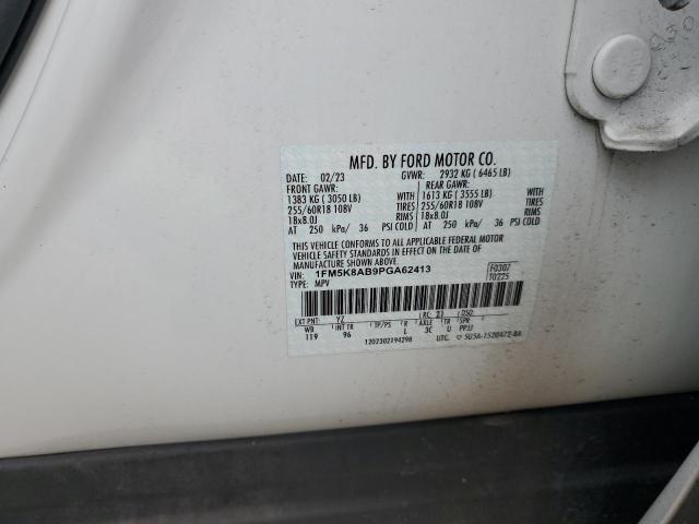 1FM5K8AB9PGA62413 - 2023 FORD EXPLORER POLICE INTERCEPTOR თეთრი ფოტო 13