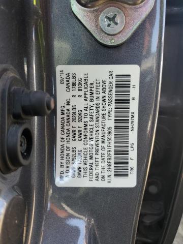 2HGFB2F91FH503905 - 2015 HONDA CIVIC EXL 灰色 照片 13