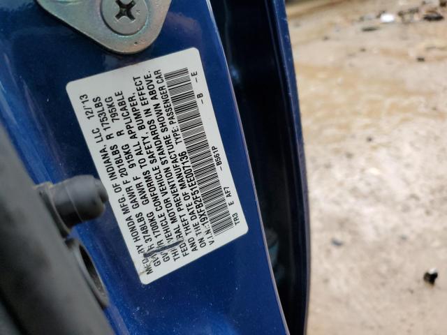 19XFB2F51EE007136 - 2014 HONDA CIVIC LX BLUE photo 13