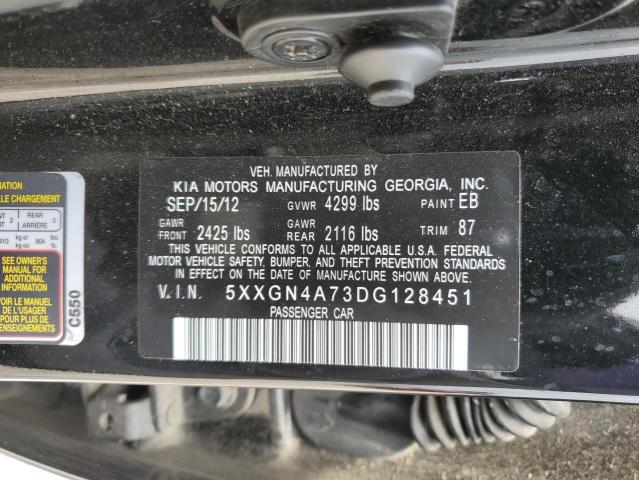 5XXGN4A73DG128451 - 2013 KIA OPTIMA EX BLACK photo 12