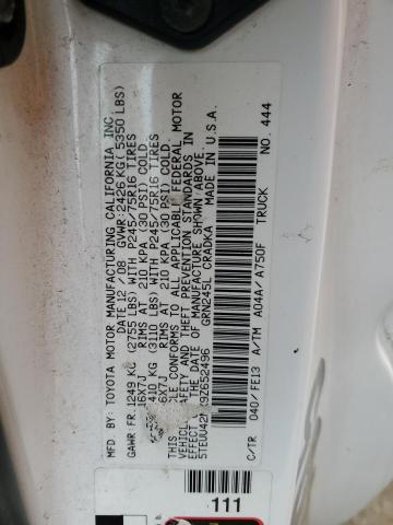 5TEUU42NX9Z652496 - 2009 TOYOTA TACOMA ACCESS CAB თეთრი ფოტო 13