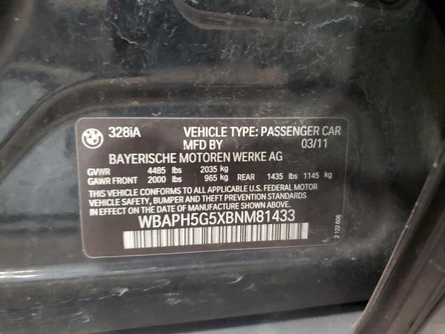 WBAPH5G5XBNM81433 - 2011 BMW 328 I SULEV BLACK photo 12