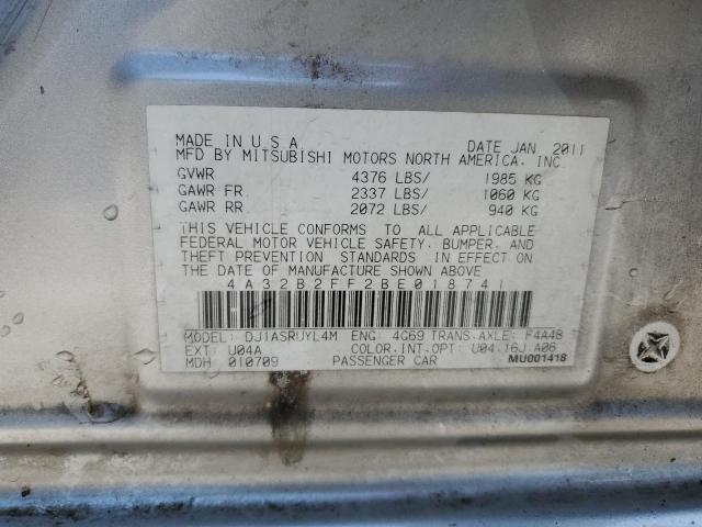 4A32B2FF2BE018741 - 2011 MITSUBISHI GALANT FE SILVER photo 12