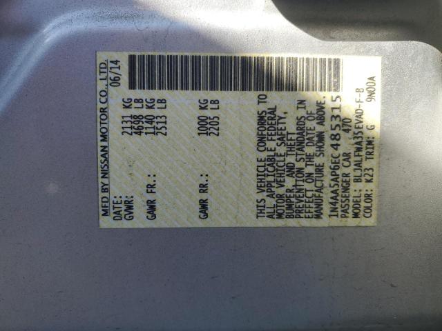 1N4AA5AP6EC485315 - 2014 NISSAN MAXIMA S SILVER photo 12