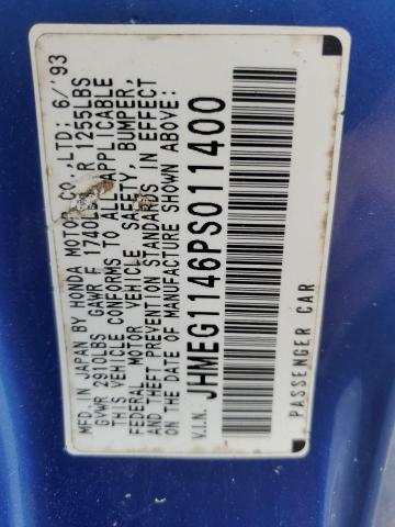 JHMEG1146PS011400 - 1993 HONDA CIVIC DEL SOL S BLUE photo 13