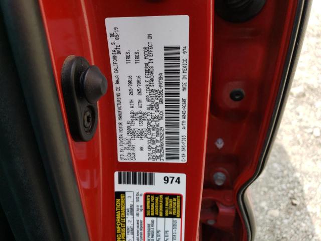 3TMCZ5AN6KM262129 - 2019 TOYOTA TACOMA DOUBLE CAB RED photo 12