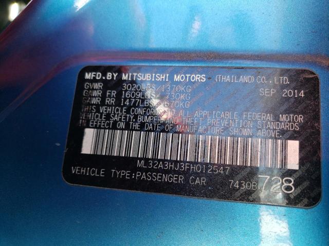 ML32A3HJ3FH012547 - 2015 MITSUBISHI MIRAGE DE BLUE photo 12