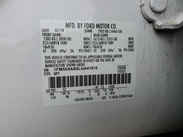 1FM5K8AB9LGA41815 - 2020 FORD EXPLORER POLICE INTERCEPTOR Ağ foto 13