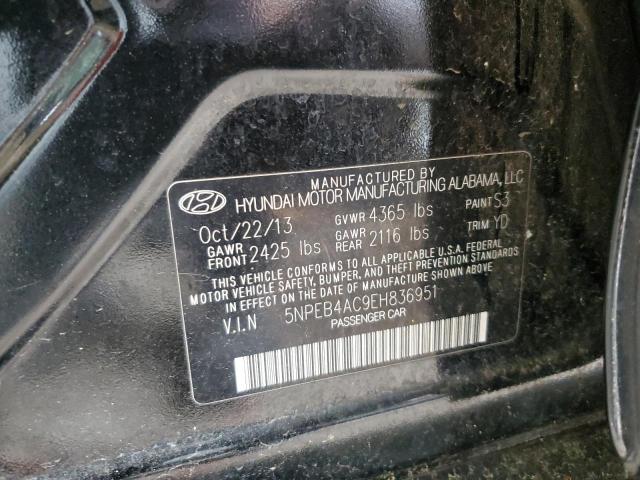 5NPEB4AC9EH836951 - 2014 HYUNDAI SONATA GLS BLACK photo 12