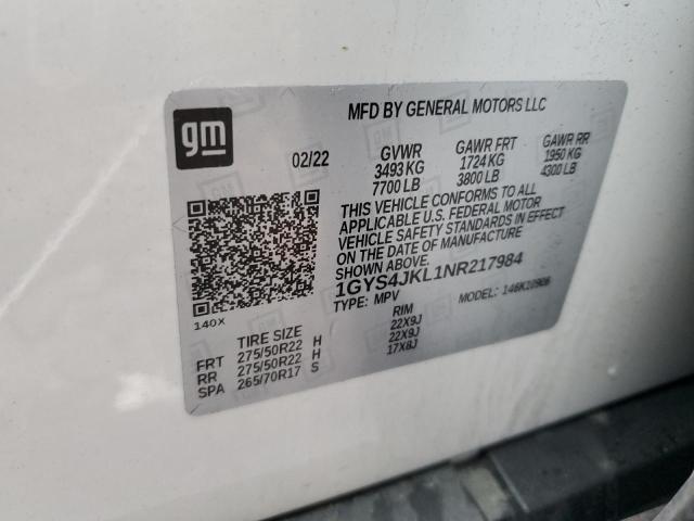 1GYS4JKL1NR217984 - 2022 CADILLAC ESCALADE ESV LUXURY WHITE photo 13