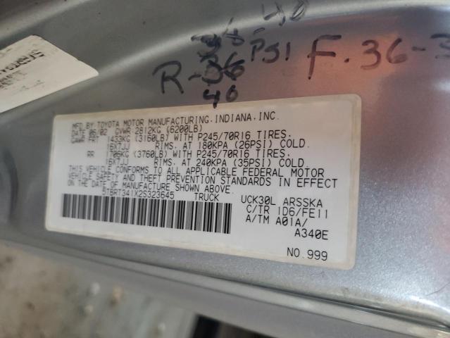 5TBRT341X2S323645 - 2002 TOYOTA TUNDRA ACCESS CAB ნაცრისფერი ფოტო 12