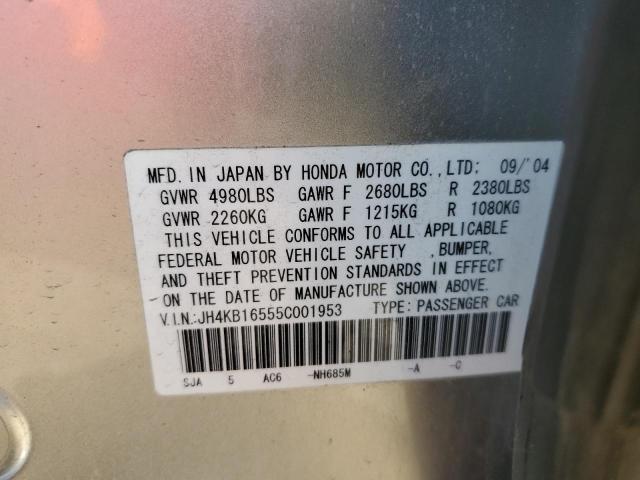 JH4KB16555C001953 - 2005 ACURA RL SILVER photo 12