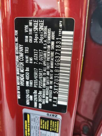 5XYZU3LB1GG371831 - 2016 HYUNDAI SANTA FE S RED photo 13