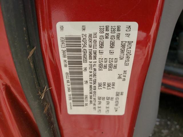 2C4GP54L45R460593 - 2005 CHRYSLER TOWN & COU TOURING 红色 照片 10