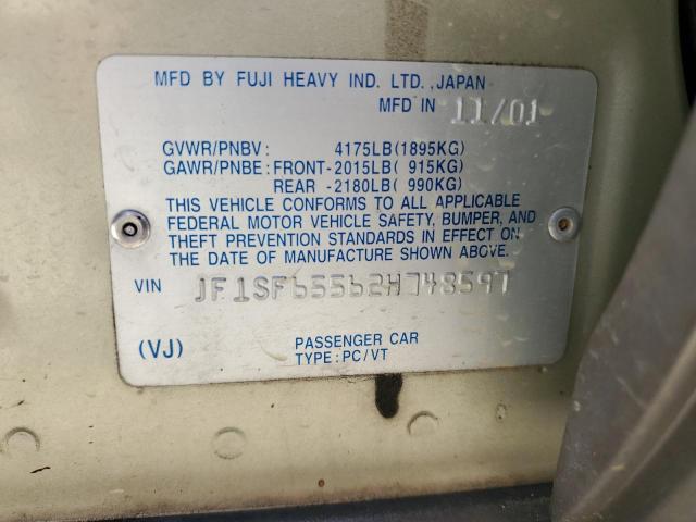 JF1SF65562H748597 - 2002 SUBARU FORESTER S GREEN photo 13