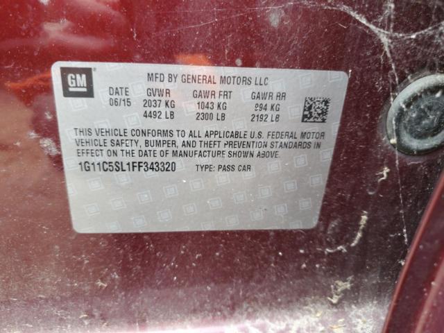 1G11C5SL1FF343320 - 2015 CHEVROLET MALIBU 1LT 勃艮第红 照片 12