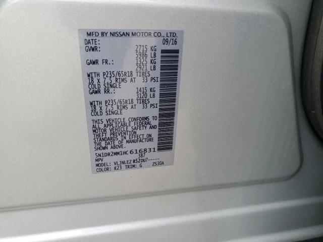 5N1DR2MM1HC616831 - 2017 NISSAN PATHFINDER S SILVER photo 13