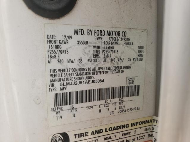 5LMJJ2J51AEJ05084 - 2010 LINCOLN NAVIGATOR 白色 照片 12