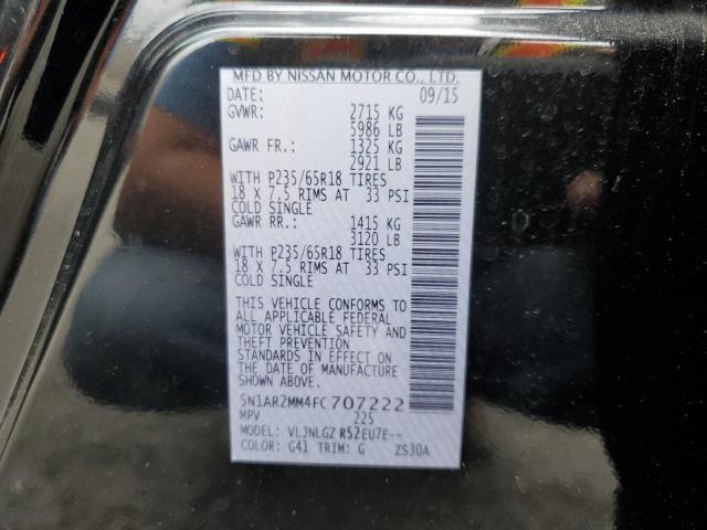 5N1AR2MM4FC707222 - 2015 NISSAN PATHFINDER S 黑色 照片 14