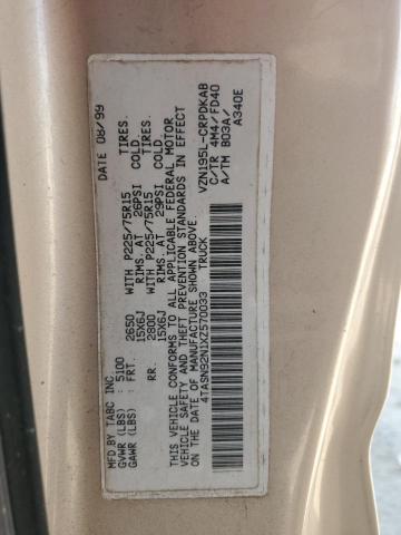 4TASN92N1XZ570033 - 1999 TOYOTA TACOMA XTRACAB PRERUNNER თაფლისფერი ფოტო 12