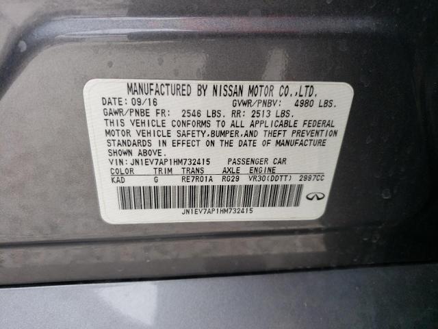 JN1EV7AP1HM732415 - 2017 INFINITI Q50 PREMIUM GRAY photo 13