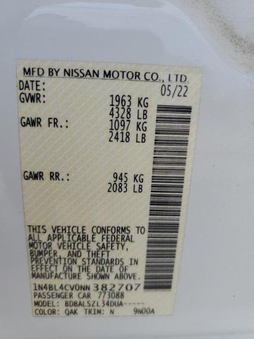 1N4BL4CV0NN382707 - 2022 NISSAN ALTIMA SR WHITE photo 12